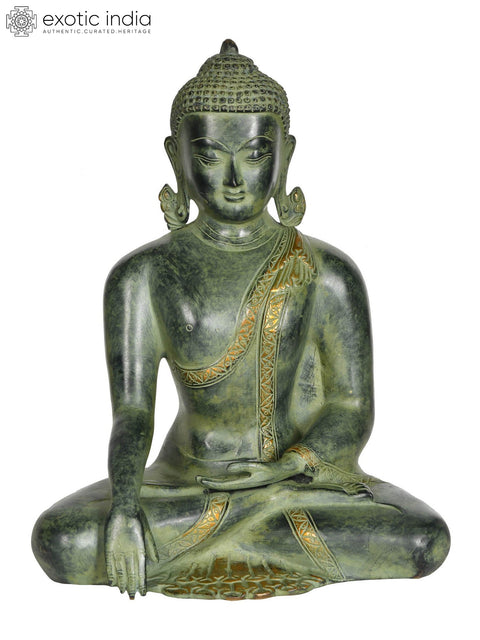 12" Lord Buddha in Earth Touching Gesture In Brass | Handmade | Made In India