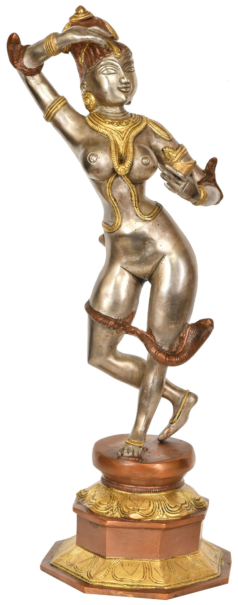 15" Khajuraho Lady In Brass | Handmade | Made In India