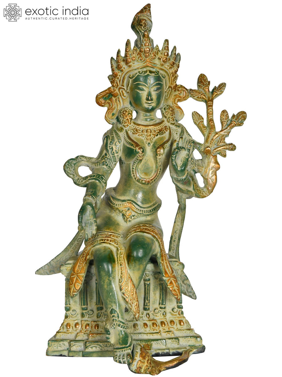 10" Seated Tibetan Buddhist Goddess Tara Brass Statue Handmade