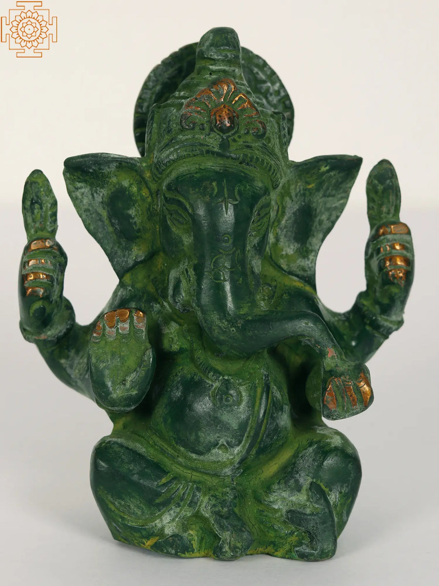 4" Small Ganesha Brass Statue for Home Pooja