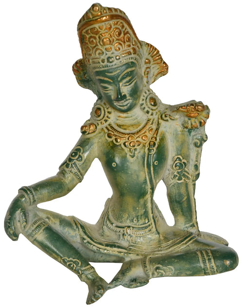 4" Lord Indra Brass Statue Handmade