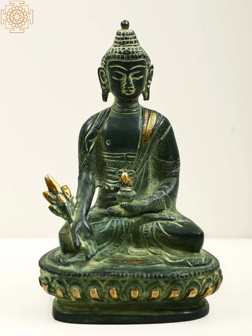 5" Medicine Buddha Handmade Brass Statue Tibetan Buddhist