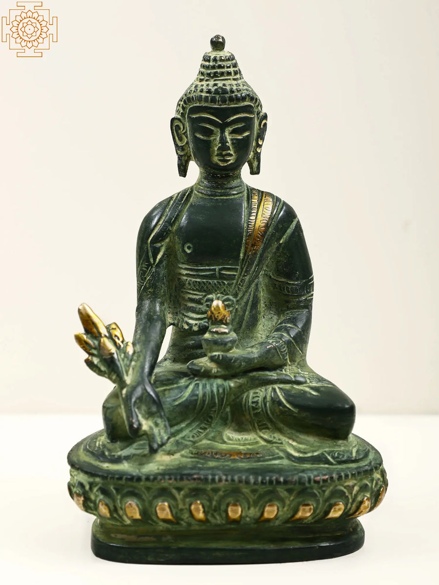 5" Medicine Buddha Handmade Brass Statue Tibetan Buddhist