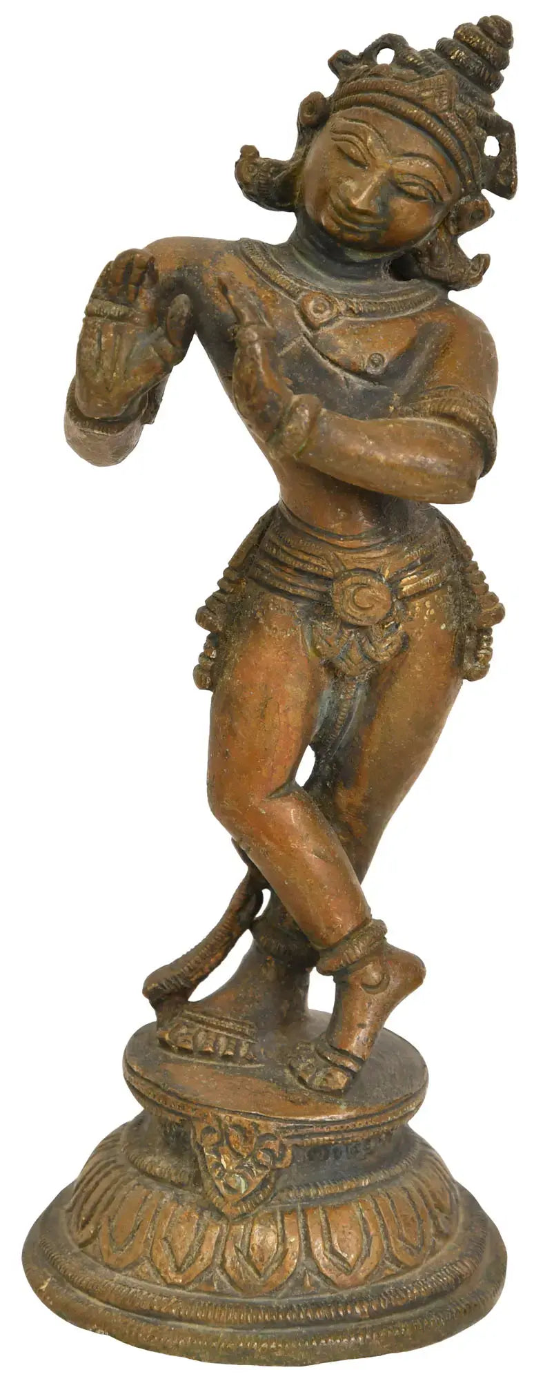5" Krishna Brass Idol Handmade for Pooja