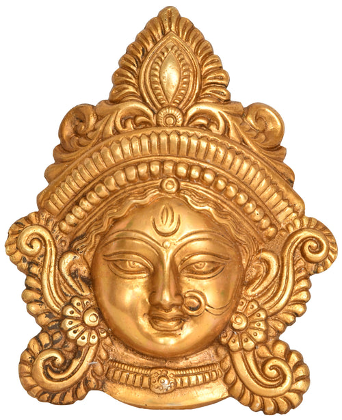 7" Goddess Durga Brass Wall Hanging Mask Handmade