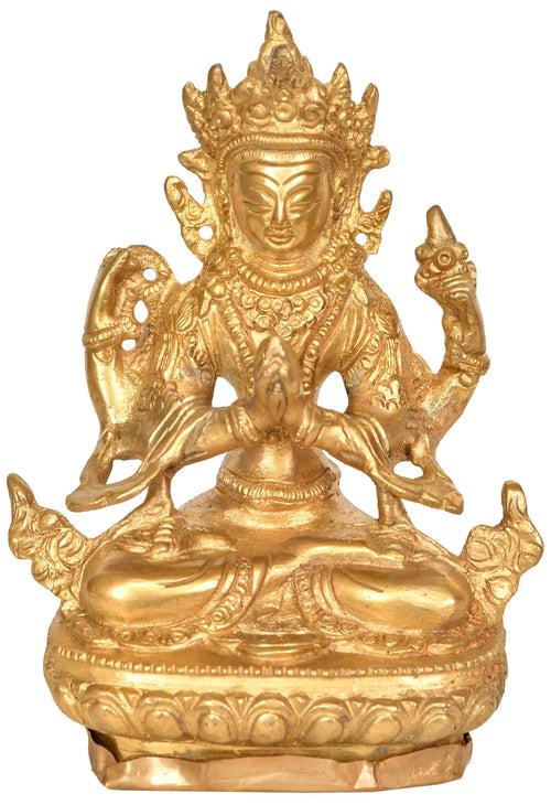 5" Chenrezig Tibetan Buddhist Deity Handmade Brass Statue