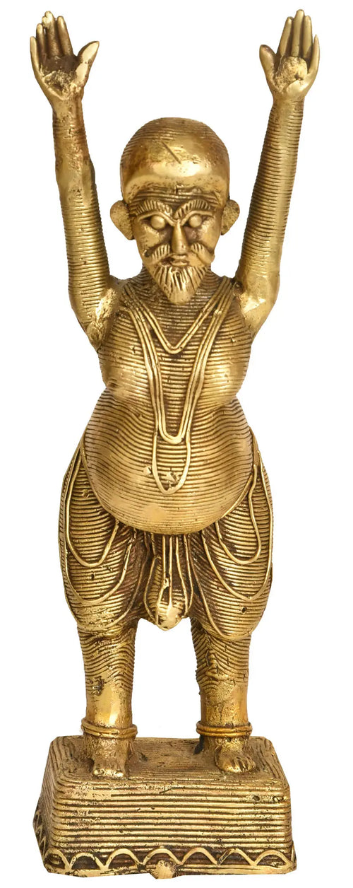 8" Tribal Yoga Man Brass Statue Handmade