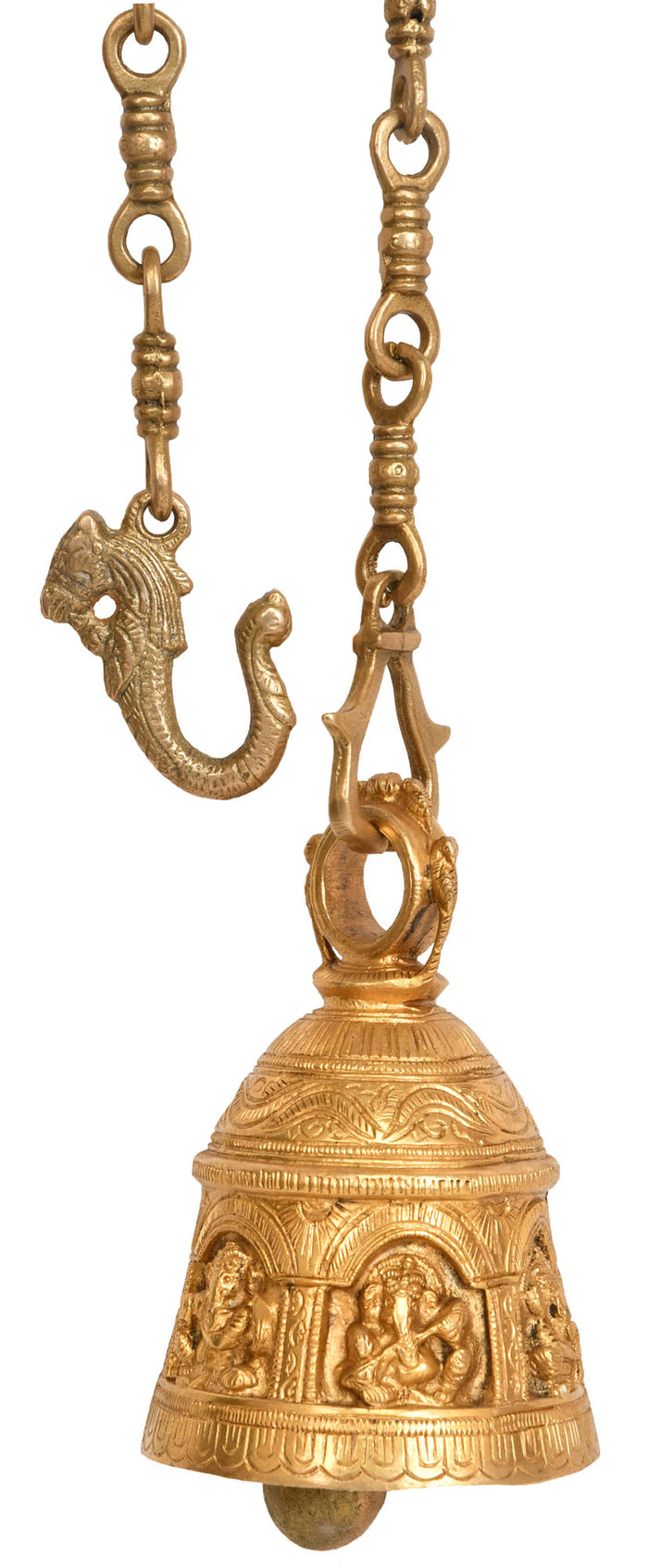 5" Ganesha Handmade Brass Temple Ceiling Bell