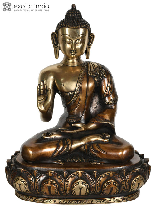 13" Handmade Lord Buddha Preaching Mudra Brass Statue Tibetan Buddhist