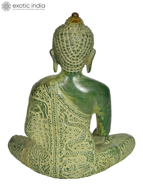 8" Buddha in Bhumi-Sparsha Mudra (Tibetan Buddhist Deity) In Brass | Handmade | Made In India