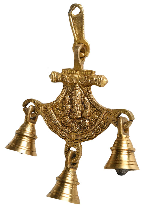 7" Ganesha Hanging Bells in Brass | Handmade | Made in India