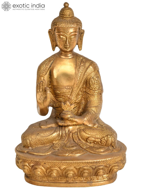 8" Handmade Healing Buddha Tibetan Brass Statue
