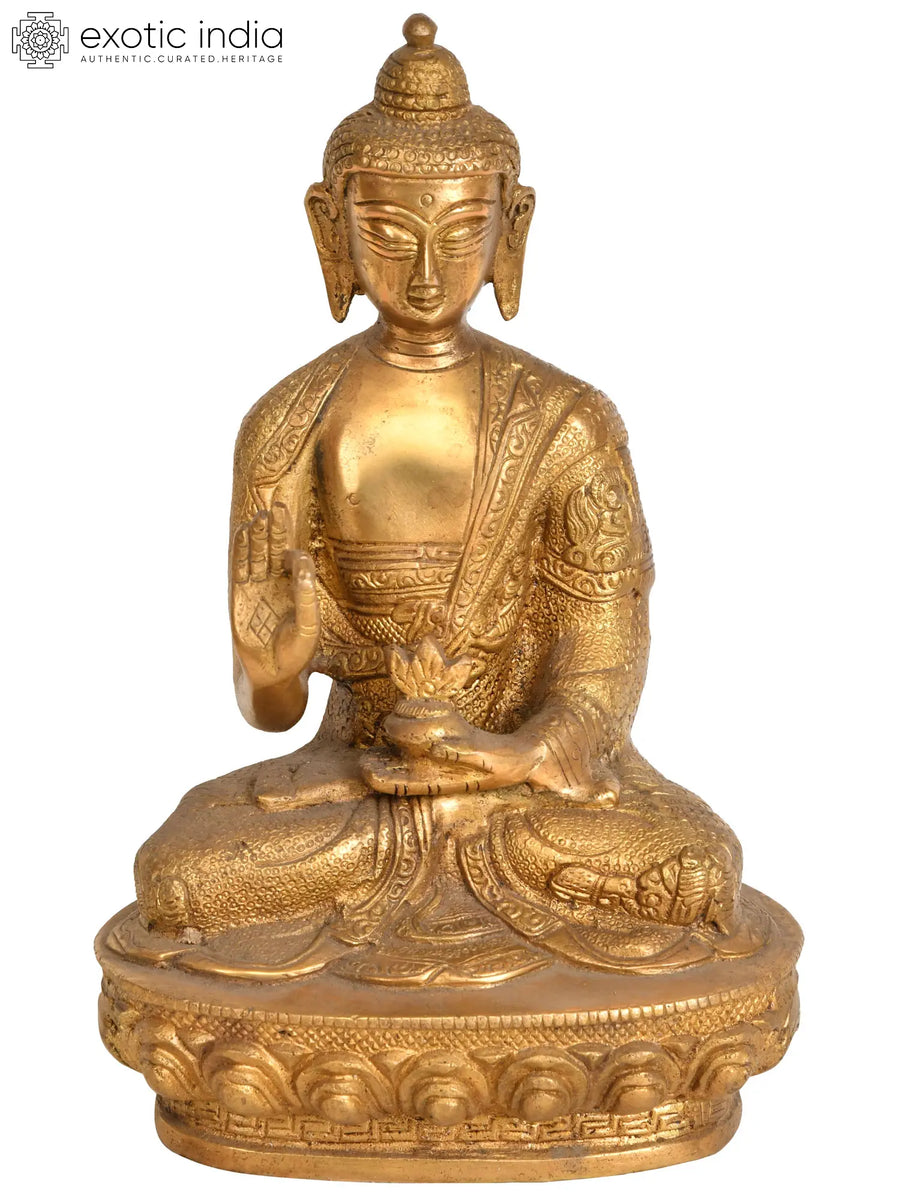 8" Handmade Healing Buddha Tibetan Brass Statue