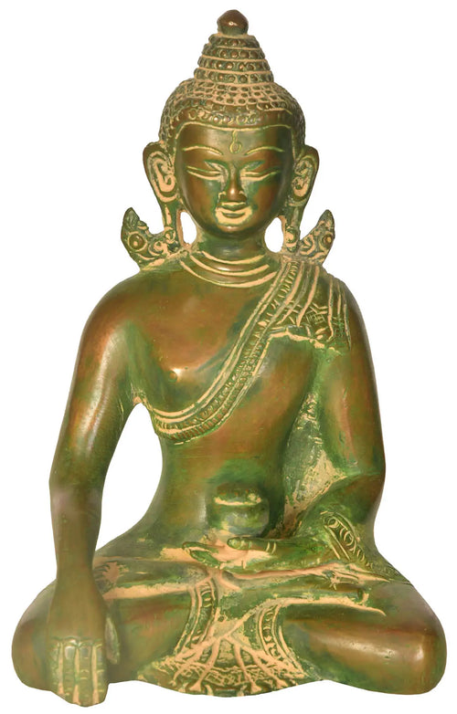 5" Buddha Idol Earth Touching Gesture Handmade Brass Statue