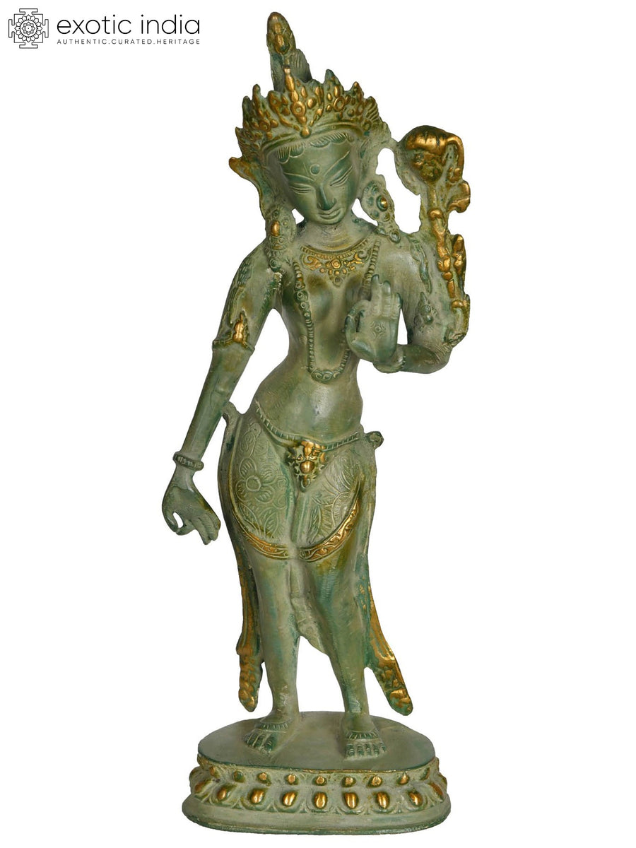 12" Standing Tara Tibetan Buddhist Brass Statue Handmade