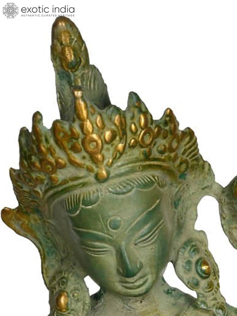 12" Standing Tara - Tibetan Buddhist Deity In Brass | Handmade | Made In India