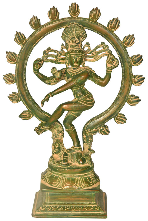 9" Nataraja Brass Statue Handmade Hindu Deity Sculpture
