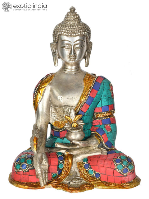 7" Medicine Buddha in Padamasana (Tibetan Buddhist) In Brass | Handmade | Made In India