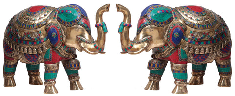 Pair of Superbly Decorated Elephants