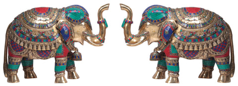 Pair of Superbly Decorated Elephants