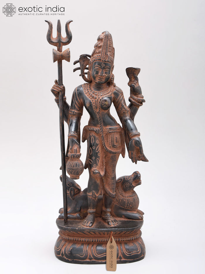 12" Ardhanarishvara Brass Statue - Shiva Shakti Handmade Idol