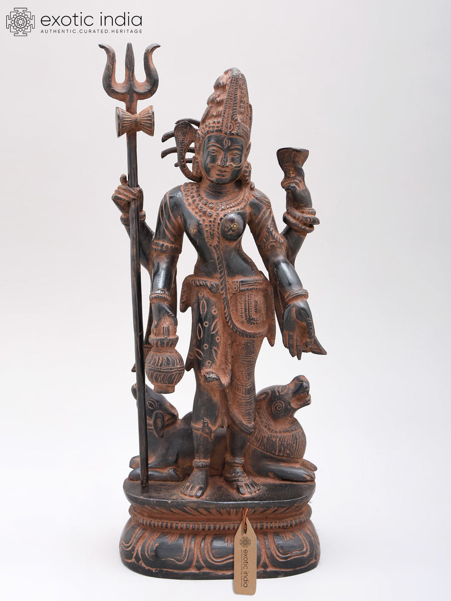 12" Ardhanarishvara Brass Statue - Shiva Shakti Handmade Idol