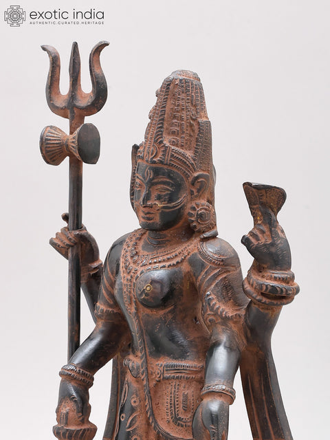 12" Ardhanarishvara (Shiva-Shakti) in Brass | Handmade | Made In India