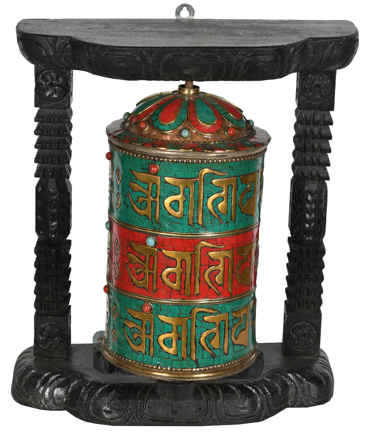 13" Enshrined Tibetan Buddhist Prayer Wheel (Made in Nepal) In Brass | Handmade | Made In India