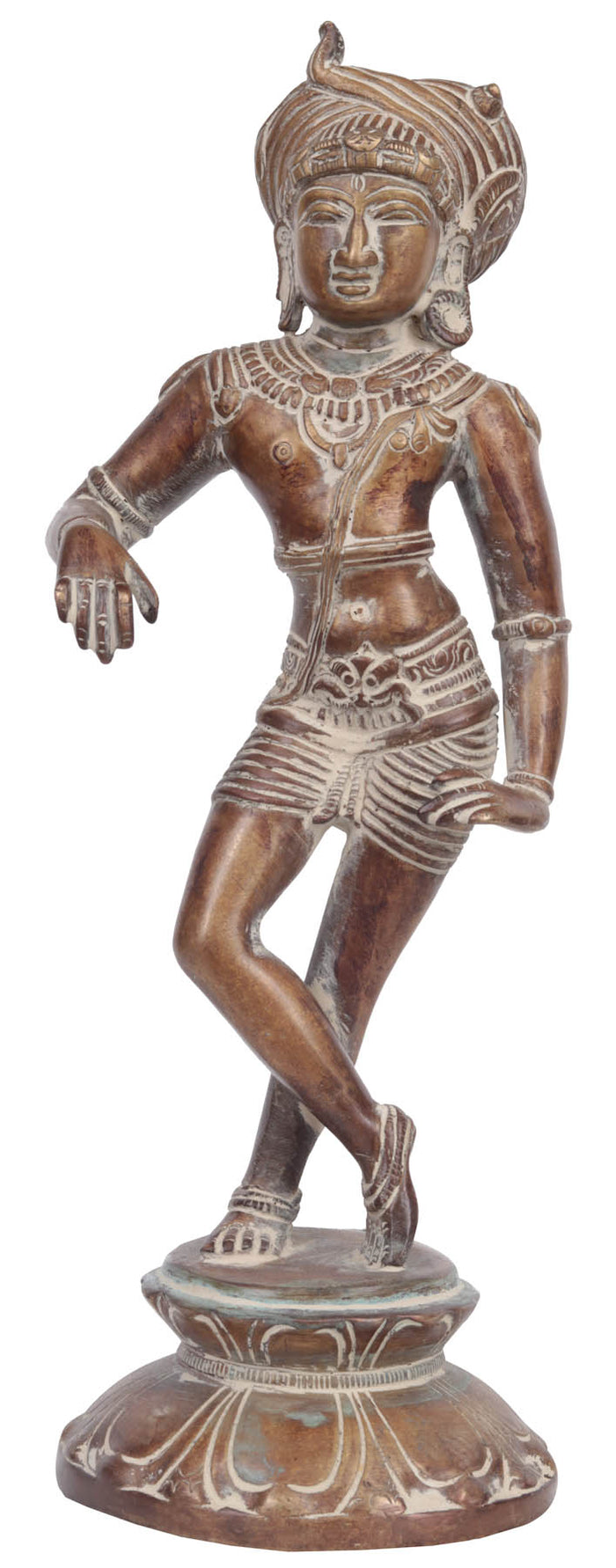 11" Handmade Brass Shiva Vrishvahana Statue with Serpent Turban