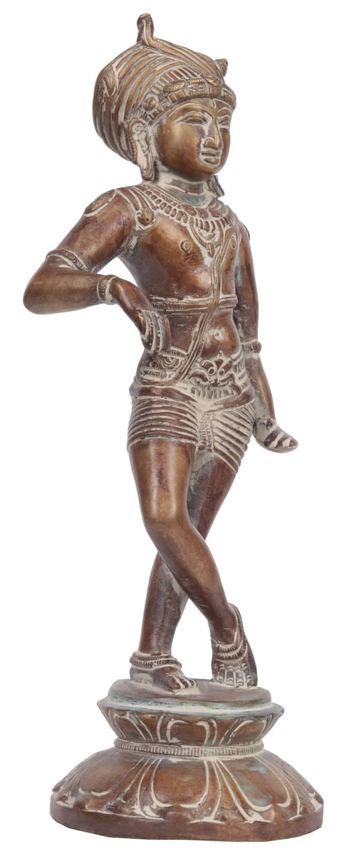 11" Vrishvahana Shiva Wearing a Turban Made of Serpent | Handmade Brass Statue