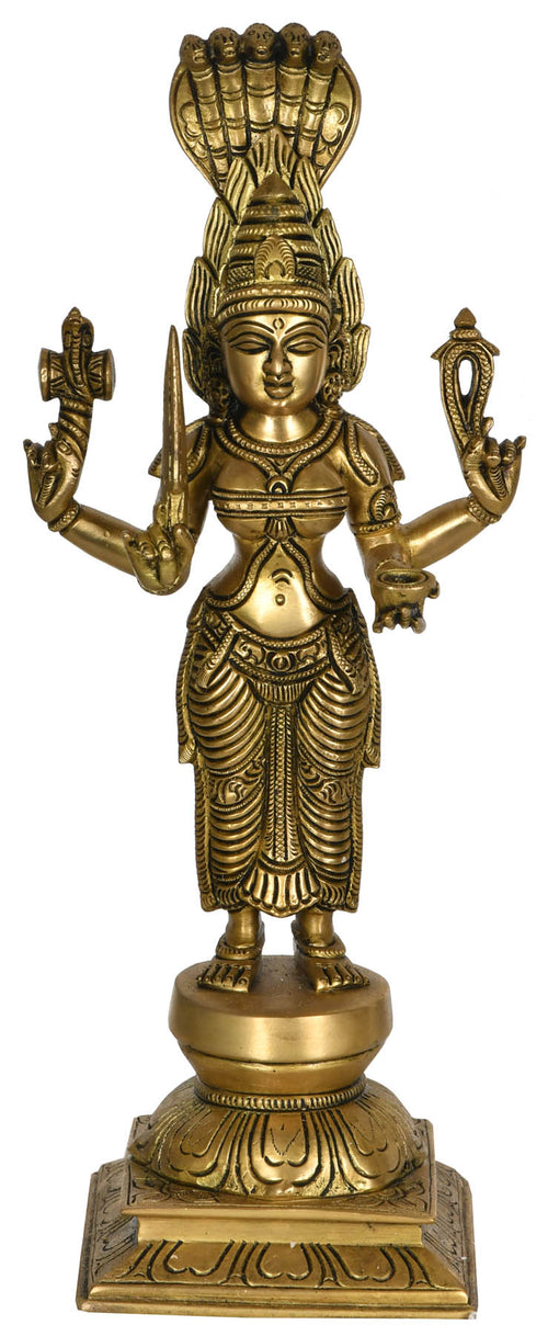 13" Goddess Durga Brass Statue South Indian Handmade