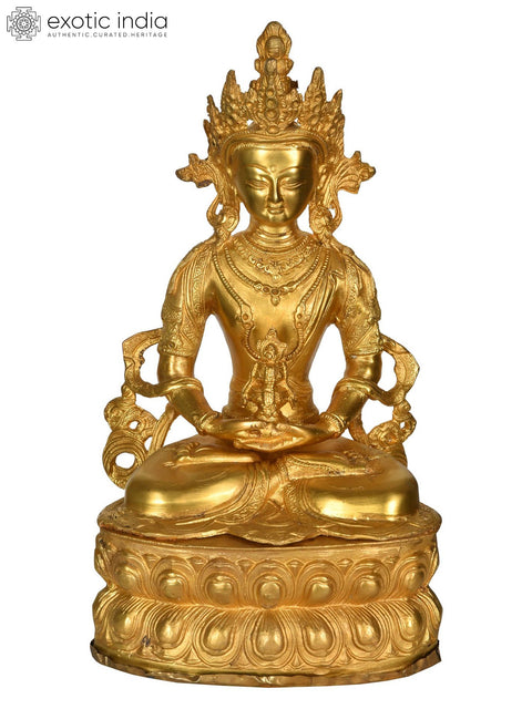 14" Amitabha Buddha - Tibetan Buddhist Deity In Brass | Handmade | Made In India
