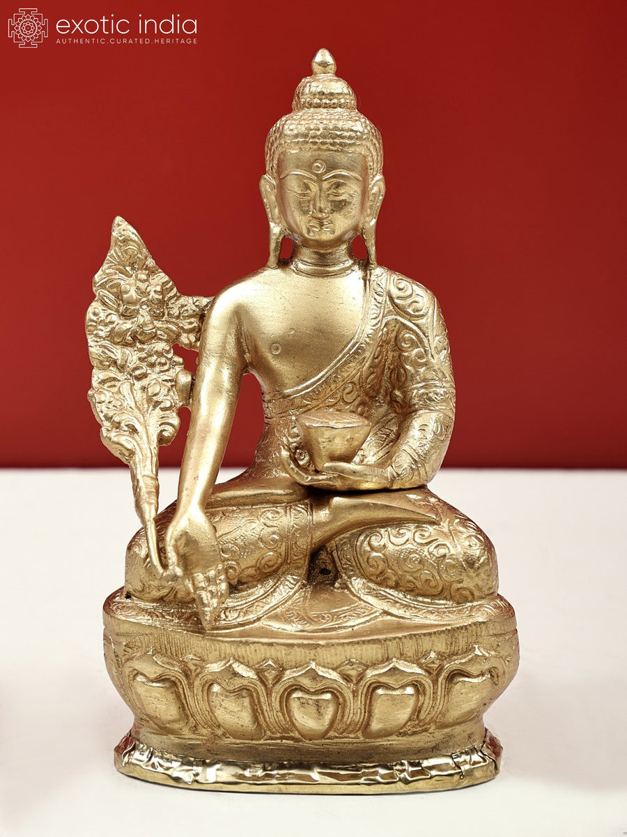 7" Medicine Buddha Handmade Brass Statue for Pooja