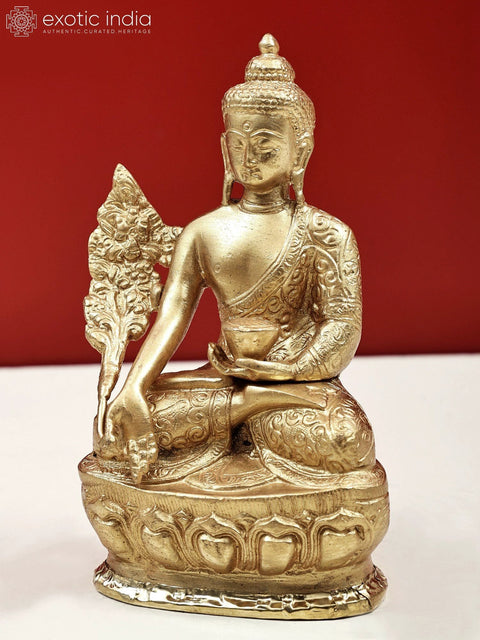 7" Medicine Buddha Sculpture | Handmade Tibetan Buddhist Brass Statue