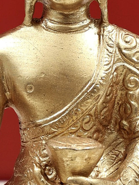 7" Medicine Buddha Sculpture | Handmade Tibetan Buddhist Brass Statue