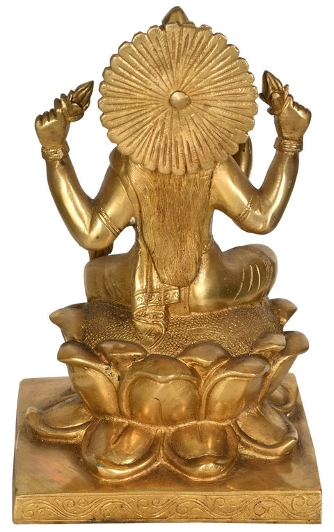 10" Goddess Lakshmi In Brass | Handmade | Made In India