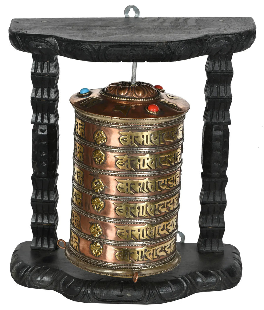 Tibetan Buddhist Prayer Wheel Brass Statue