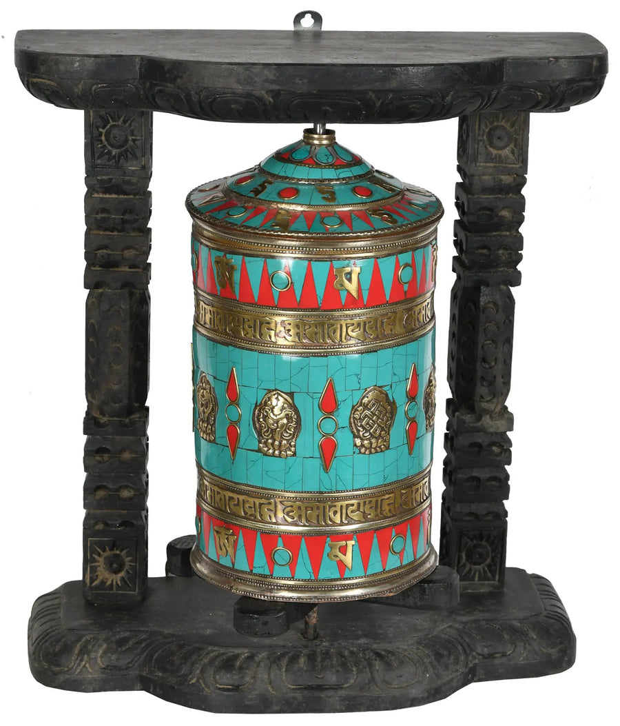 Tibetan Buddhist Prayer Wheel Brass Handmade Statue