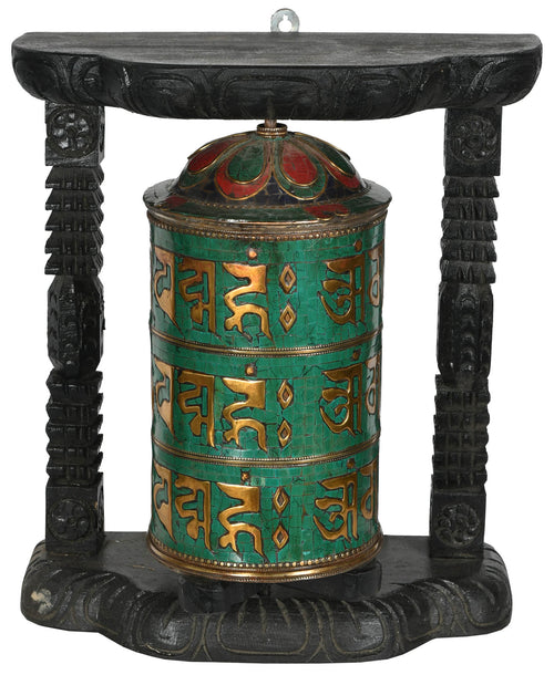 Tibetan Buddhist Prayer Wheel Statue Handmade