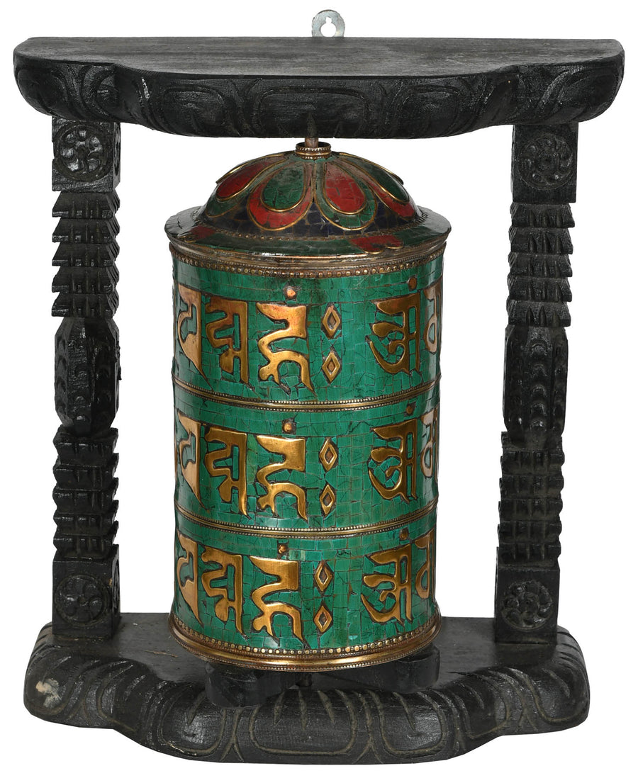 Tibetan Buddhist Prayer Wheel Statue Handmade