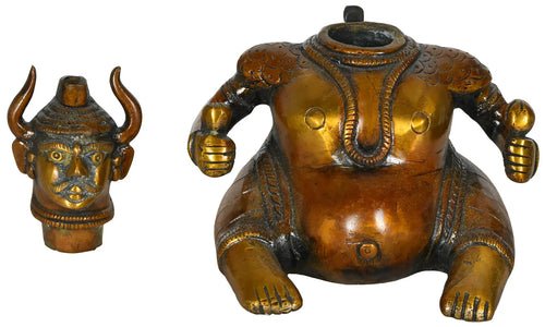 5" Brass Tantric Incense Burner Tibetan Buddhist Handmade Statue