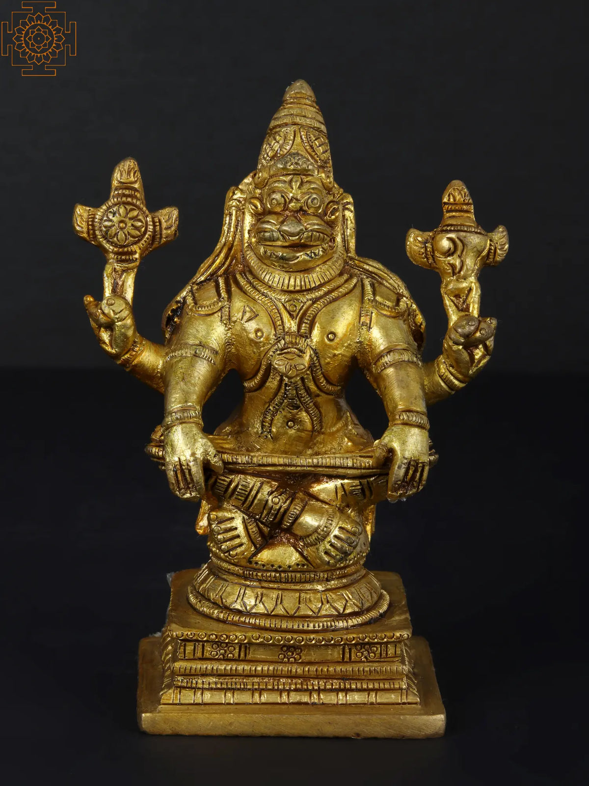 4" Yoga Narasimha Brass Statue | Handmade | Made in India