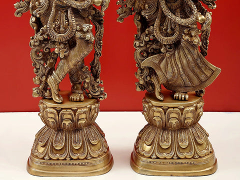 29" Large Radha Krishna Brass Statue | Exquisite Handmade Hindu Sculpture | Made in India