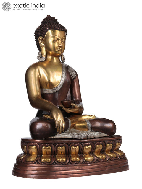 24" Lord Buddha in Earth Touching Gesture (Tibetan Buddhist) In Brass | Handmade | Made In India