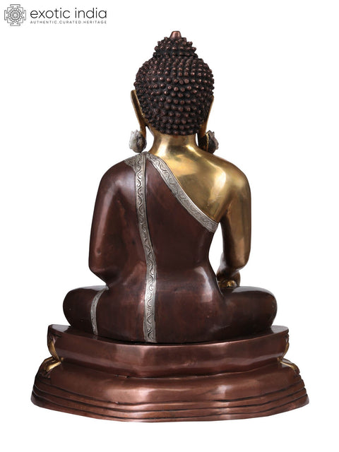 24" Lord Buddha in Earth Touching Gesture (Tibetan Buddhist) In Brass | Handmade | Made In India