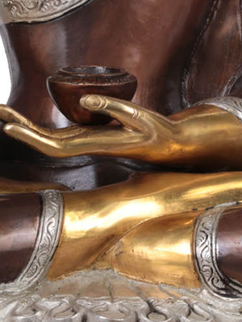 24" Lord Buddha in Earth Touching Gesture (Tibetan Buddhist) In Brass | Handmade | Made In India