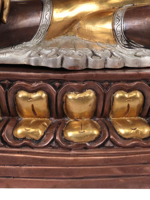 24" Lord Buddha in Earth Touching Gesture (Tibetan Buddhist) In Brass | Handmade | Made In India