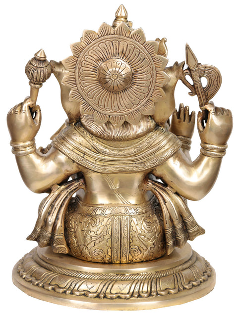 15" Majestic Lord Ganesha In Brass | Handmade | Made In India