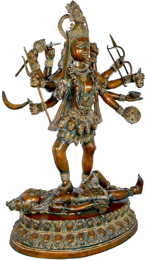 43" Exquisite Large Goddess Kali Brass Sculpture | Handmade Art | Made in India
