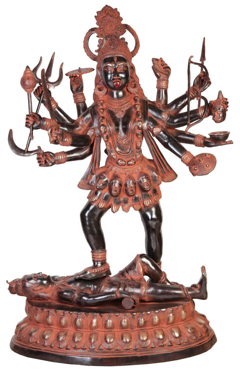 43" Exquisite Large Goddess Kali Brass Sculpture | Handmade Art | Made in India